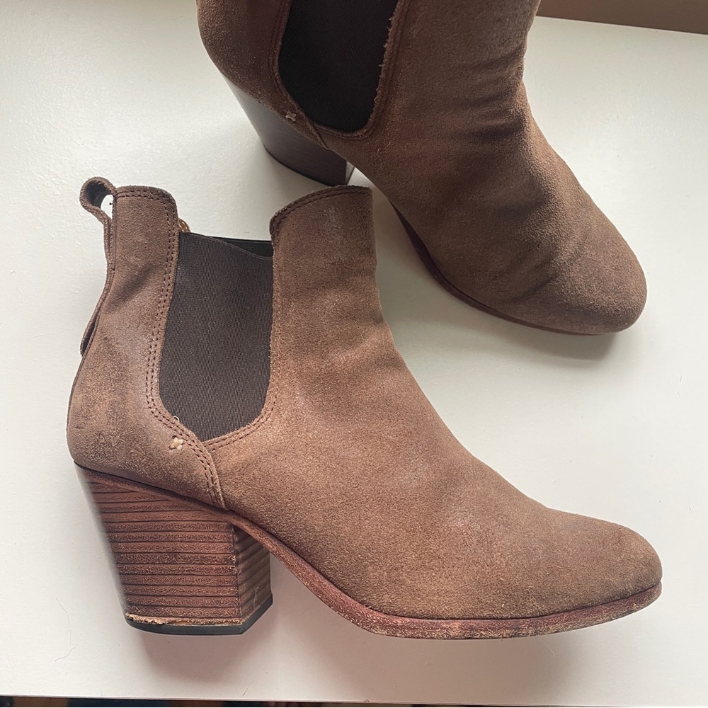 Rag & bone brown oiled suede leather western Chelsea ankle boots 38 8 - Picture 1 of 10